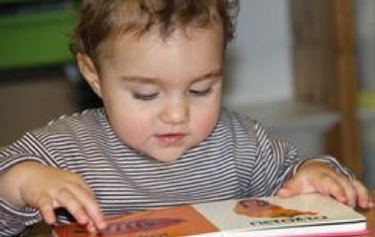 Kind welches sich ein Bilderbuch anschaut